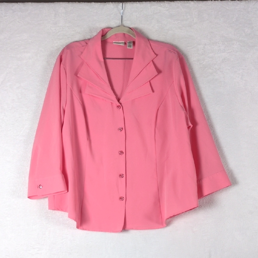 Covington Women's Pink Office Business Button Down Blouse Size XL
